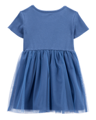 Toddler Solid Short-Sleeve Dress - Navy, image 2 of 4 slides