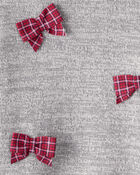 Toddler Girl Bow Cotton Long-Sleeve Sweater - Grey, image 4 of 5 slides