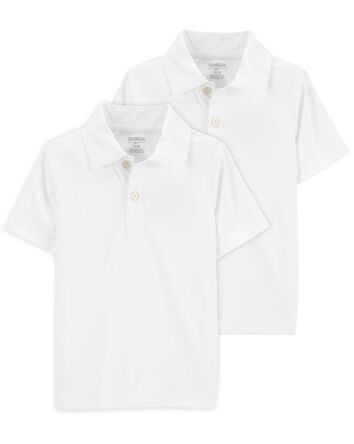 Toddler 2-Pack Active Uniform Polos in Moisture Wicking BeCool&trade; Fabric - White, 