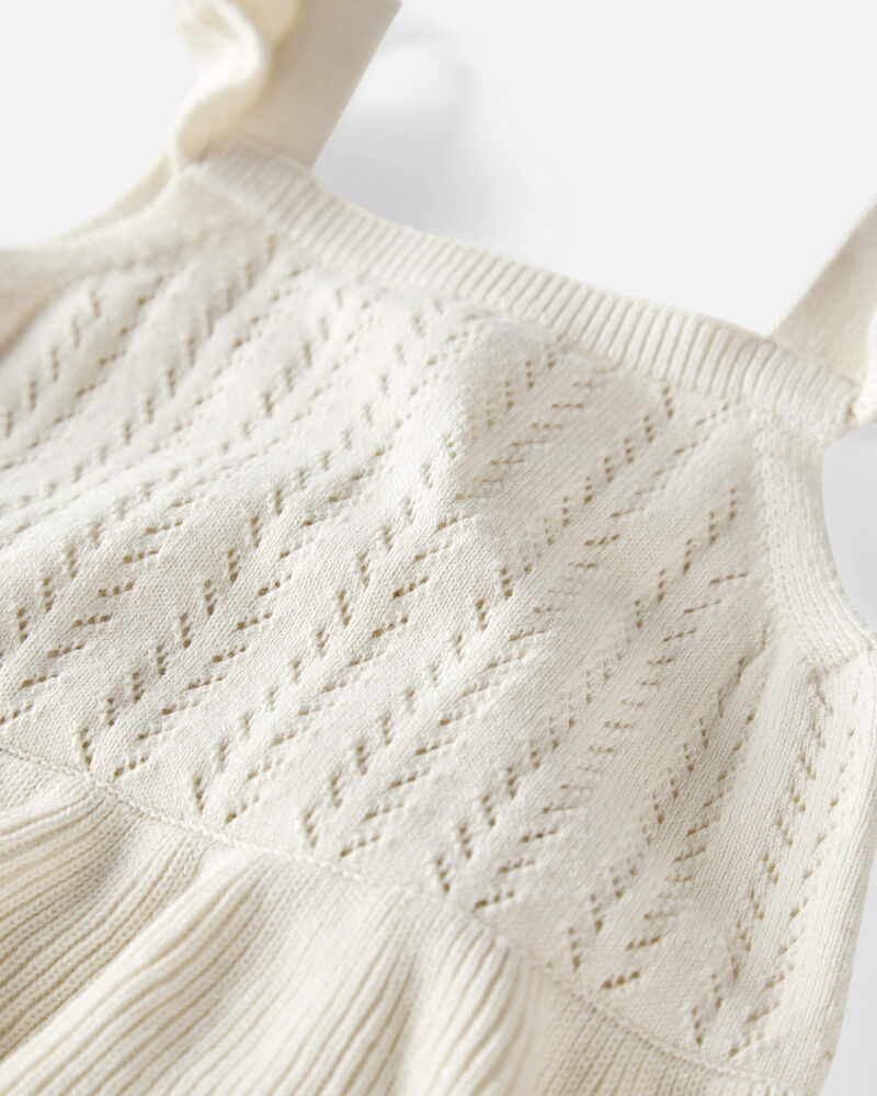 Baby Girl Organic Cotton Pointelle Romper, image 2 of 5 slides