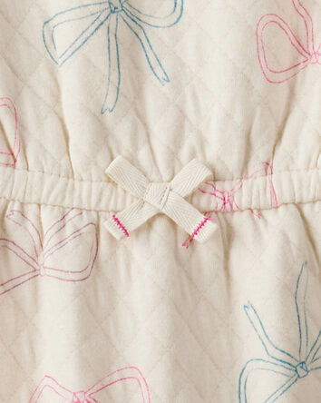 Baby Girl Bow Print Long-Sleeve Jumpsuit - Ivory, 