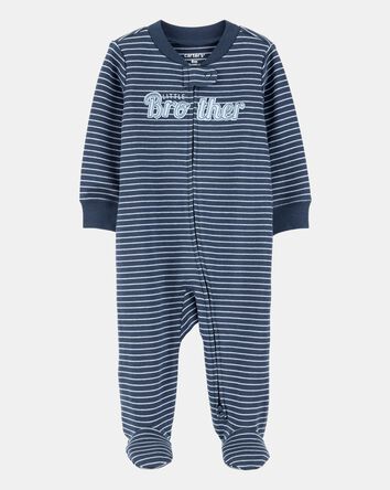 Baby Boy 'Little Brother' 2-Way Zip Cotton Sleep & Play Pajamas - Blue, 