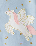 Baby Girl Unicorn Star Print 100% Cotton Long-Sleeve 2-Way Zip 1-Piece Pajamas - Blue, image 4 of 5 slides