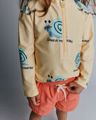 Toddler Half-Zip Long-Sleeve Rashguard in Snail Print- Yellow, image 4 of 6 slides