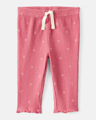 Baby Girl Heart Print Cotton Pull-On Pants - Pink, image 1 of 4 slides