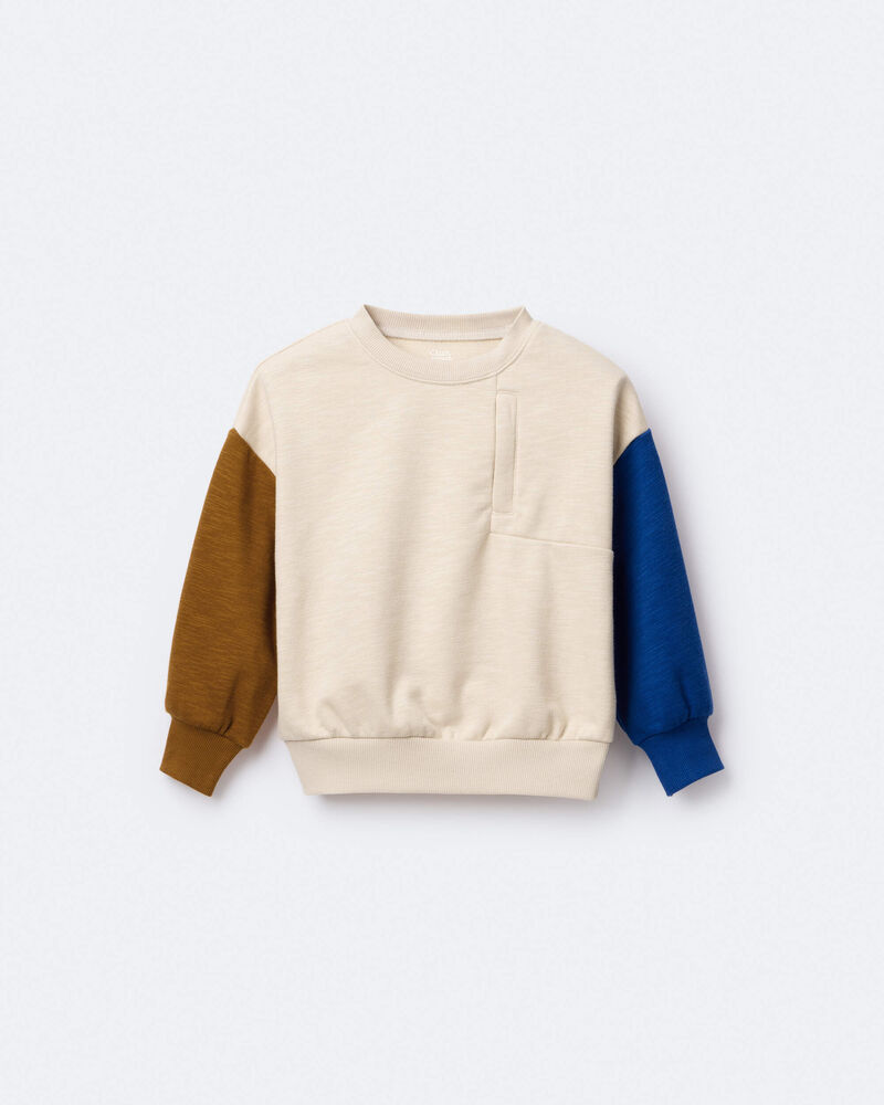 Toddler Boy Colorblock Pullover Sweatshirt - Khaki, image 2 of 6 slides