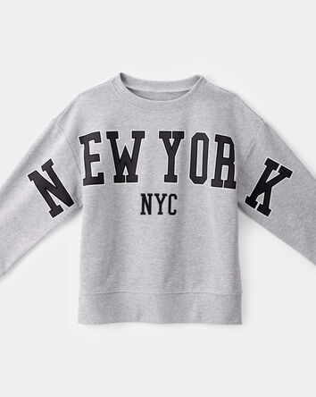 Boys NYC French Terry Pullover Sweatshirt - Grey, 