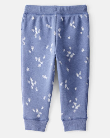 Baby Girl Heart Print Drawstring Joggers - Blue, 