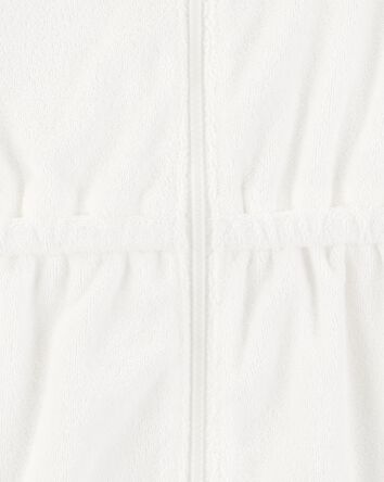 Toddler Girl Hooded Terry Cloth Swim Cover-Up Dress - White, 