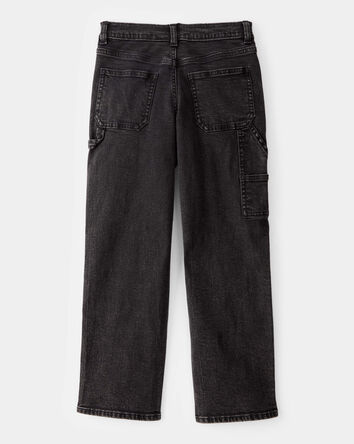 Boys Baggy Iconic Denim Carpenter Pants - Black Wash, 