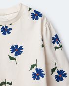 Toddler Girl Floral Long-Sleeve Relaxed Tee - Cream/Blue, image 7 of 7 slides