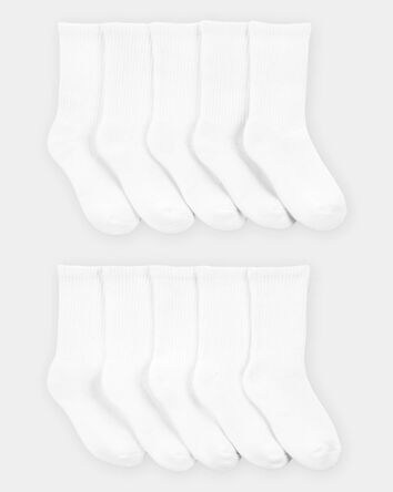 Kid 10-Pack Crew Socks - White, 