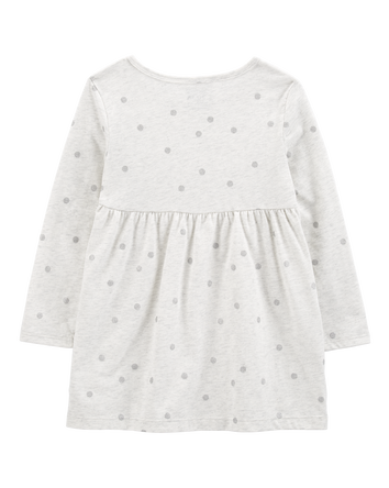 Toddler Glitter Polka Dot Long-Sleeve Jersey Dress, 