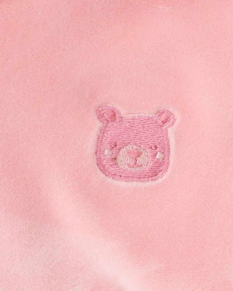 Baby Girl Bear Velour Hoodie & Pant Set - Pink, image 3 of 4 slides