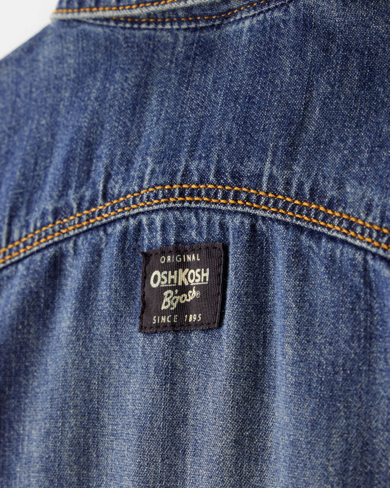 Toddler Denim Long-Sleeve Jumpsuit - Blue, image 3 of 5 slides