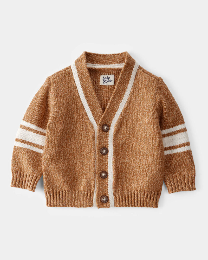 Baby Varsity Button-Down Sweater - Brown, image 1 of 3 slides