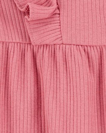 Baby Girl 2-Piece Solid Flutter-Sleeve Relaxed Fit Jumpsuit & Headwrap Outfit Set - Pink
, 