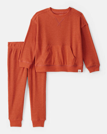 Toddler Boy Waffle Knit Long-Sleeve Tee & Pant Set - Orange, 