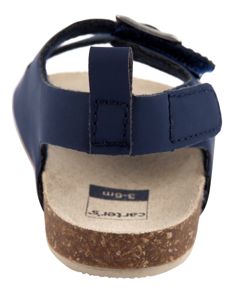 Baby Buckle Faux Cork Sandals  - Navy, image 3 of 6 slides