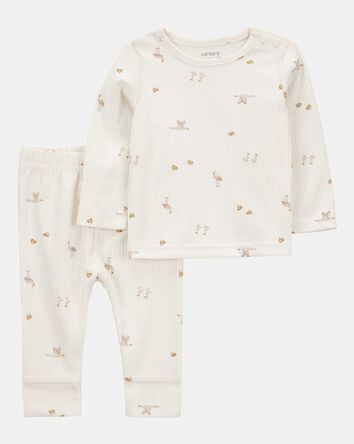 Baby 2-Piece Bird Print Long-Sleeve Tee & Pant Set, 
