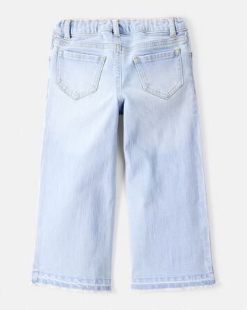 Toddler  Heart Embroidered Iconic Denim Wide Leg Jeans - Cowboy Wash, 