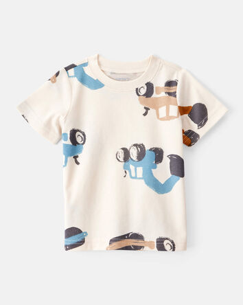 Baby Boy Construction Print Short-Sleeve Tee - Cream, 