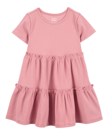 Toddler Solid Short-Sleeve Dress - Pink, 