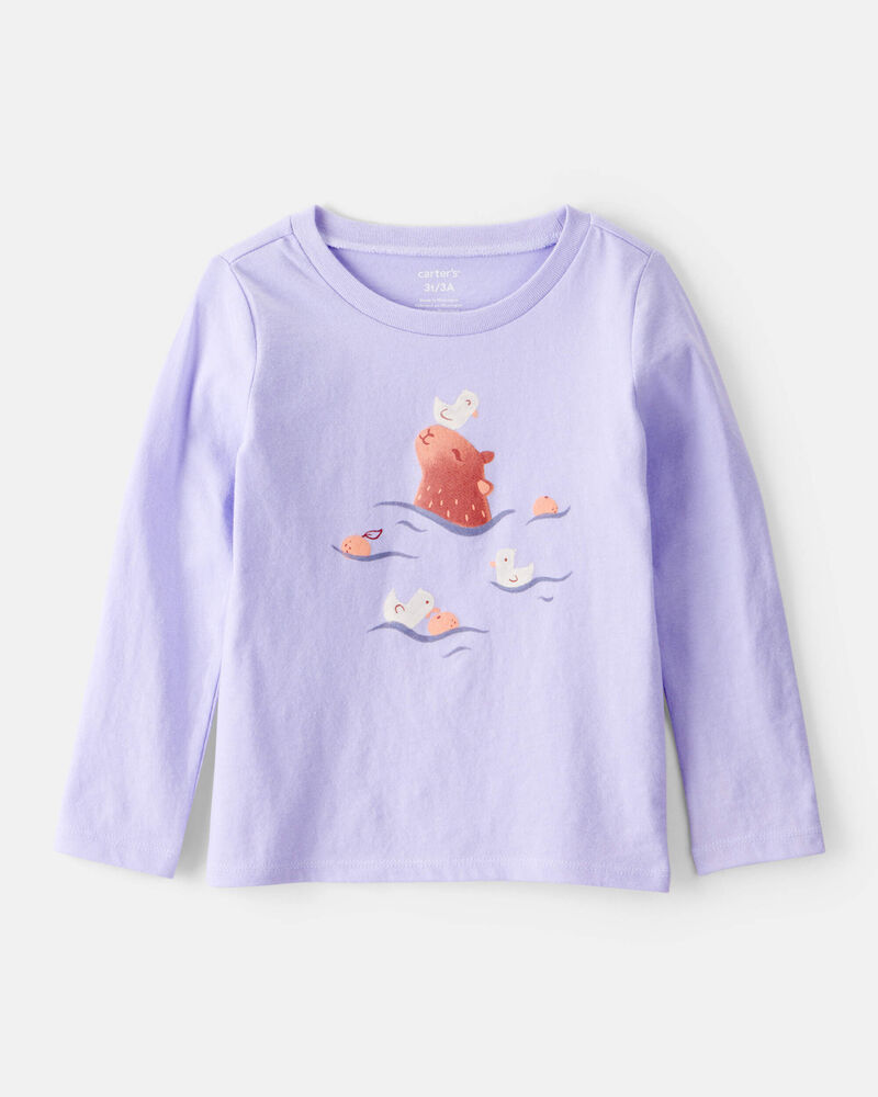 Toddler Girl Capybara Long-Sleeve Graphic Tee - Purple, image 1 of 3 slides