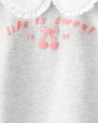 Toddler Girl 2-Piece Cherry French Terry Tee & Plaid Skirt Set - Grey/Navy, image 4 of 10 slides