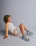 Toddler Boy Swim Trunks in Sandcastle Print - Cream, image 4 of 6 slides