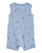 Baby Boy Dinosaur Cotton Romper - Blue, image 2 of 4 slides