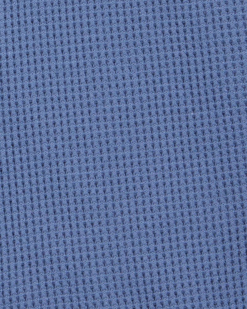 Toddler 2-Piece Waffle Knit Hooded Pullover & Drawsting Shorts Set - Blue, image 7 of 9 slides