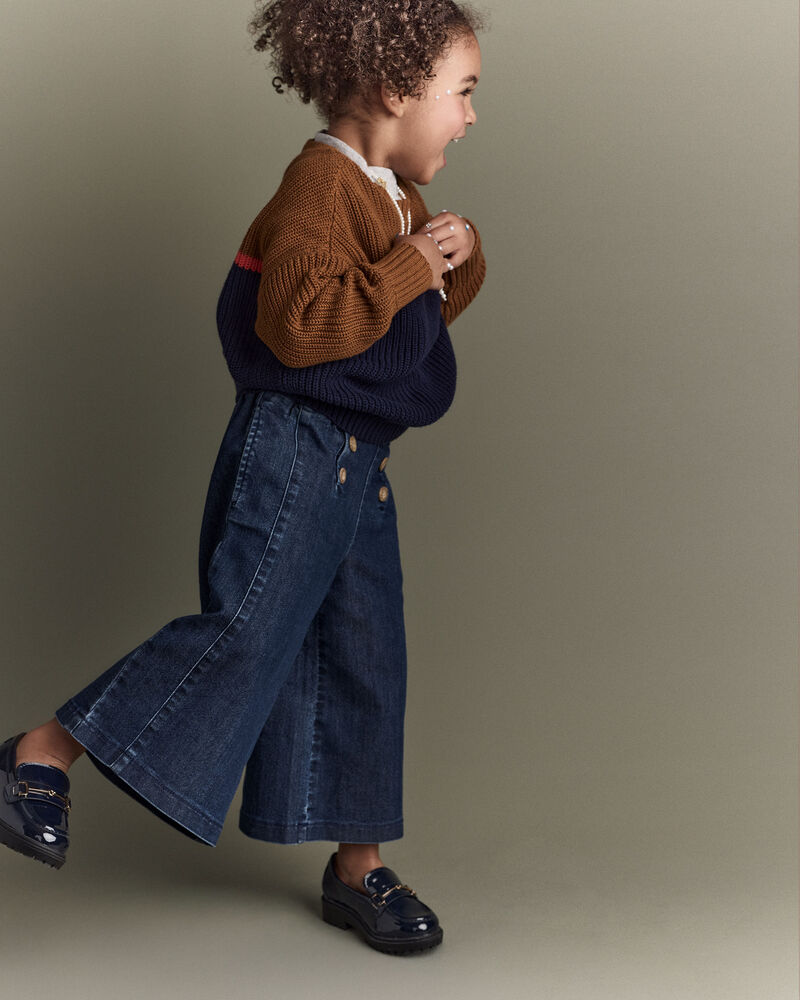 Toddler Girl Urban Wide Leg Denim Pant - Blue, image 1 of 8 slides