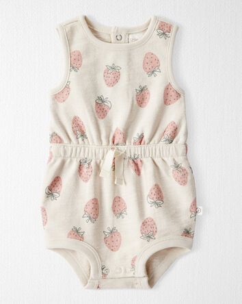 Baby Girl Organic Cotton Strawberry-Print Romper, 