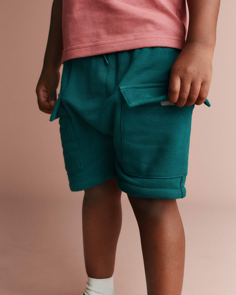 Toddler Boy French Terry Cargo Shorts - Green, image 3 of 6 slides