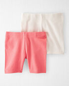 Toddler Girl 2-Pack Organic Cotton Ribbed Pedal Shorts, image 2 of 9 slides
