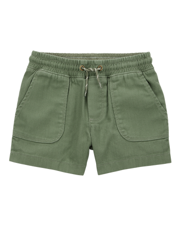 Toddler Pull-On Cotton Shorts - Olive, 