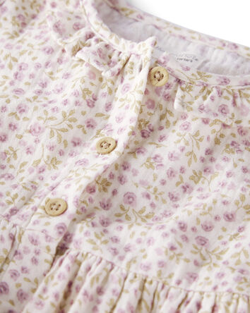 Toddler Girl Organic Cotton Dress in Botanic Muse Print, 