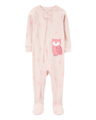 Baby Girl 1-Piece Owl Print 100% Snug Fit Cotton Footie Pajamas, image 1 of 4 slides