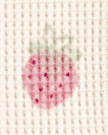Baby Strawberry-Print Waffle Knit Top - Ivory, 