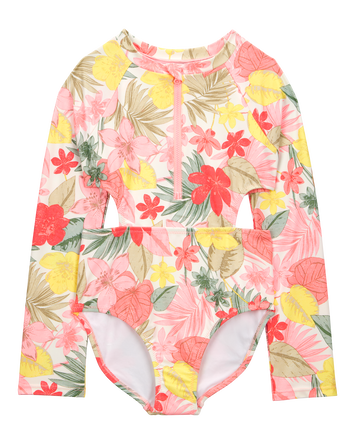 Girls 1-Piece Floral Rashguard, 