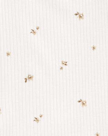 Girls Long-Sleeve Floral Rib Tee - Ivory, 