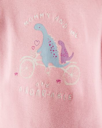 Baby Girl 2-Piece Dinosaur Print Cotton Long-Sleeve Bodysuit & Pant Set - Pink/White, 