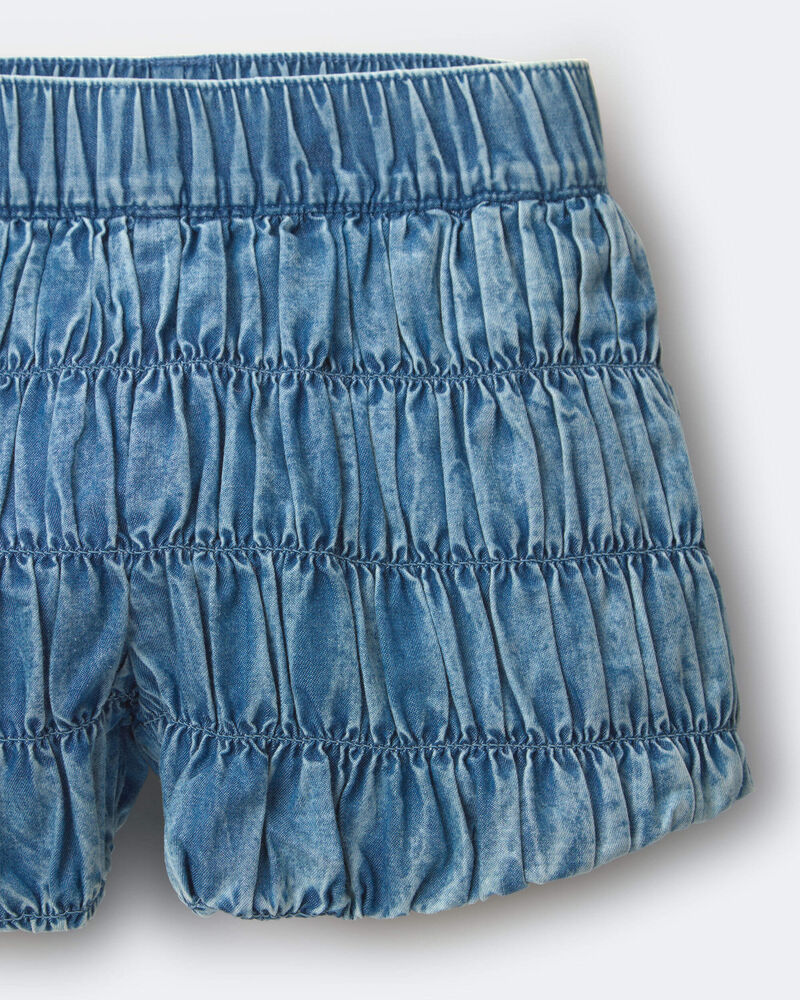 Toddler Girl Ruched Shorts in Chambray, image 7 of 7 slides