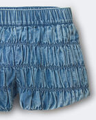 Toddler Girl Ruched Shorts in Chambray, image 7 of 7 slides