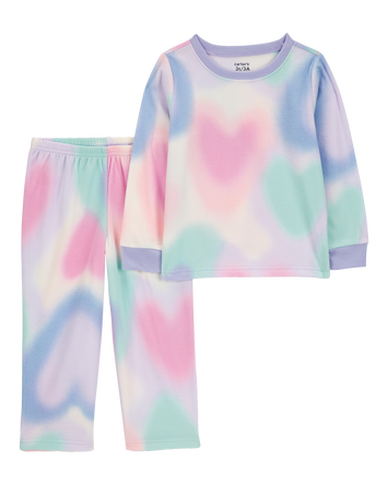 Toddler Girl 2-Piece Heart Space Dye Fleece Pajamas, 