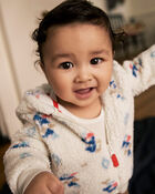 Baby Boy Aztec Sherpa Long-Sleeve Jumpsuit - Cream, image 2 of 4 slides