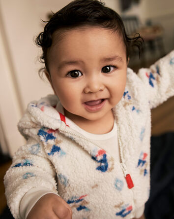 Baby Boy 3-Piece DayDream Fleece Aztec Sherpa Outfit Set - Cream, 