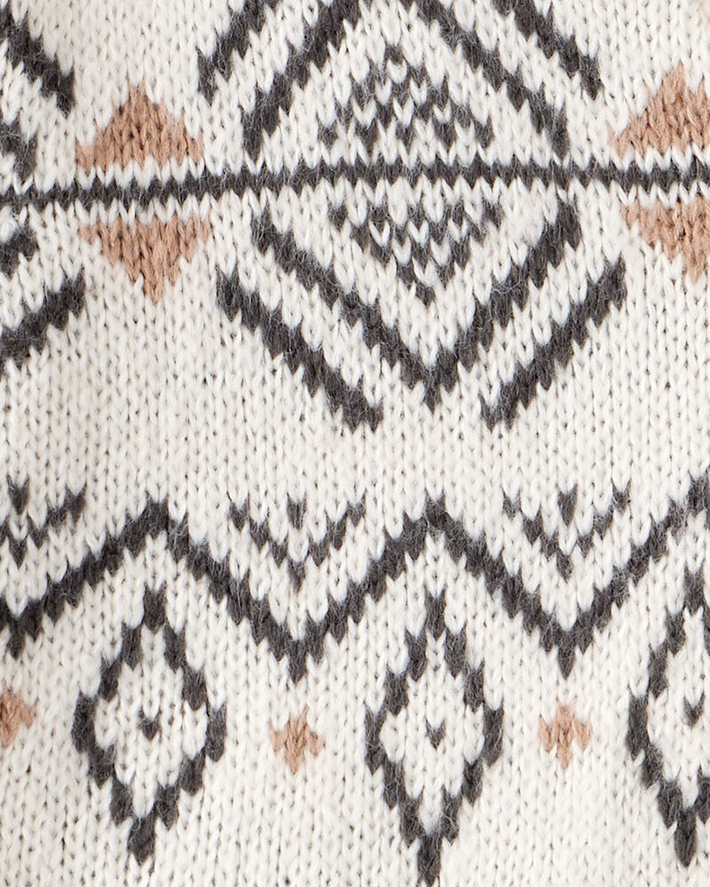 Toddler Girl Fair Isle Long-Sleeve Cardigan Sweater - Ivory, image 3 of 4 slides