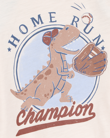 Baby Boy Dinosaur Baseball Short-Sleeve Tee - Cream, 